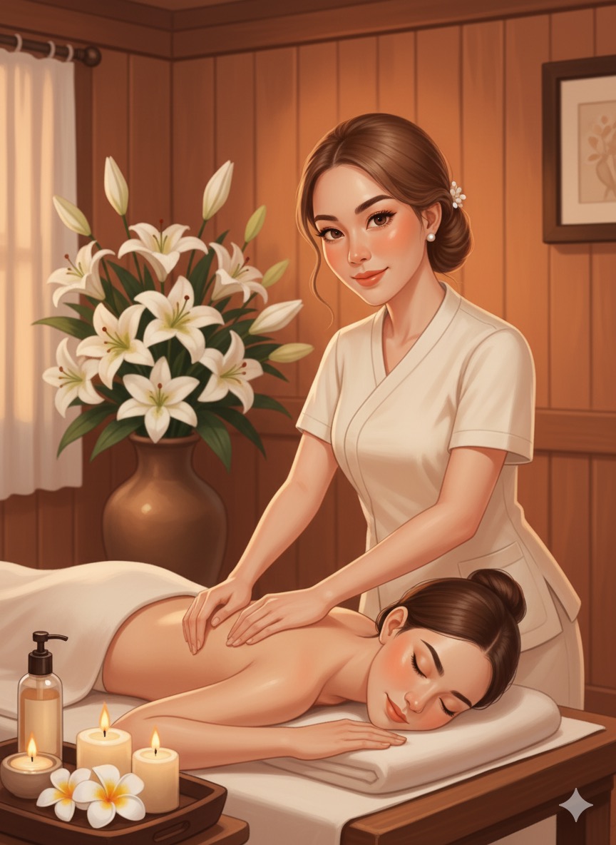Rückenmassage mit Bio-Duft Öl